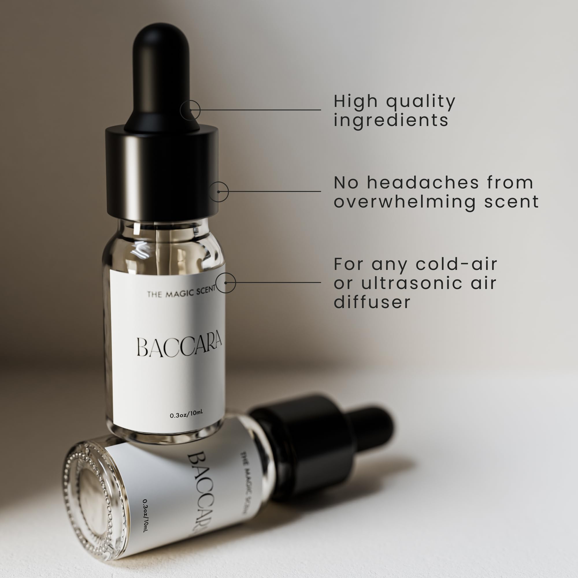 Elegant diffuser oil bottle with brand name and label