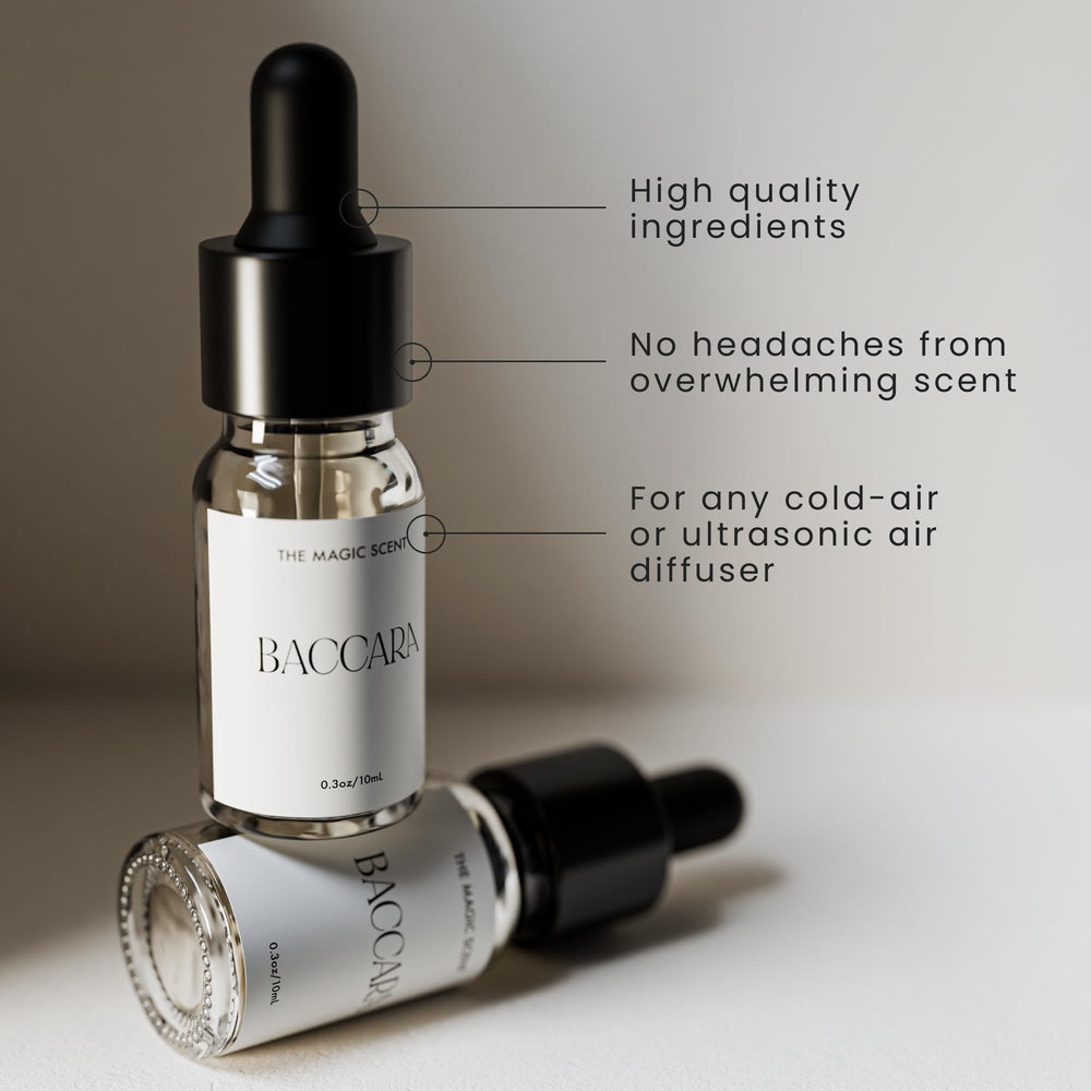 Elegant diffuser oil bottle with brand name and label