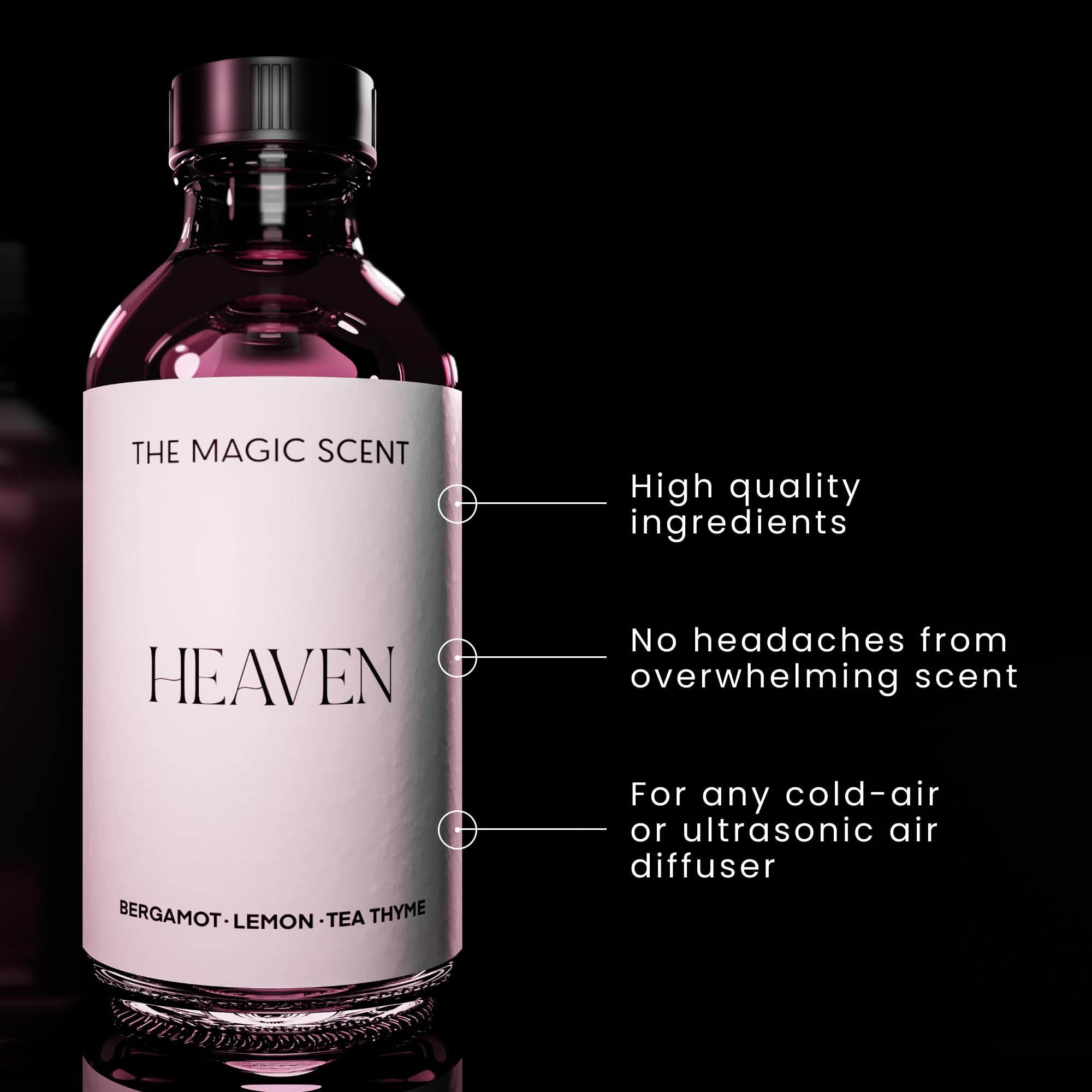 Heaven diffuser oil bottle on a marble surface