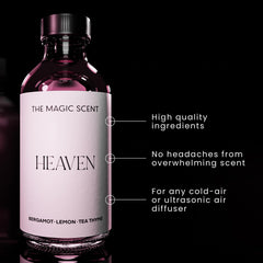Heaven diffuser oil bottle on a marble surface