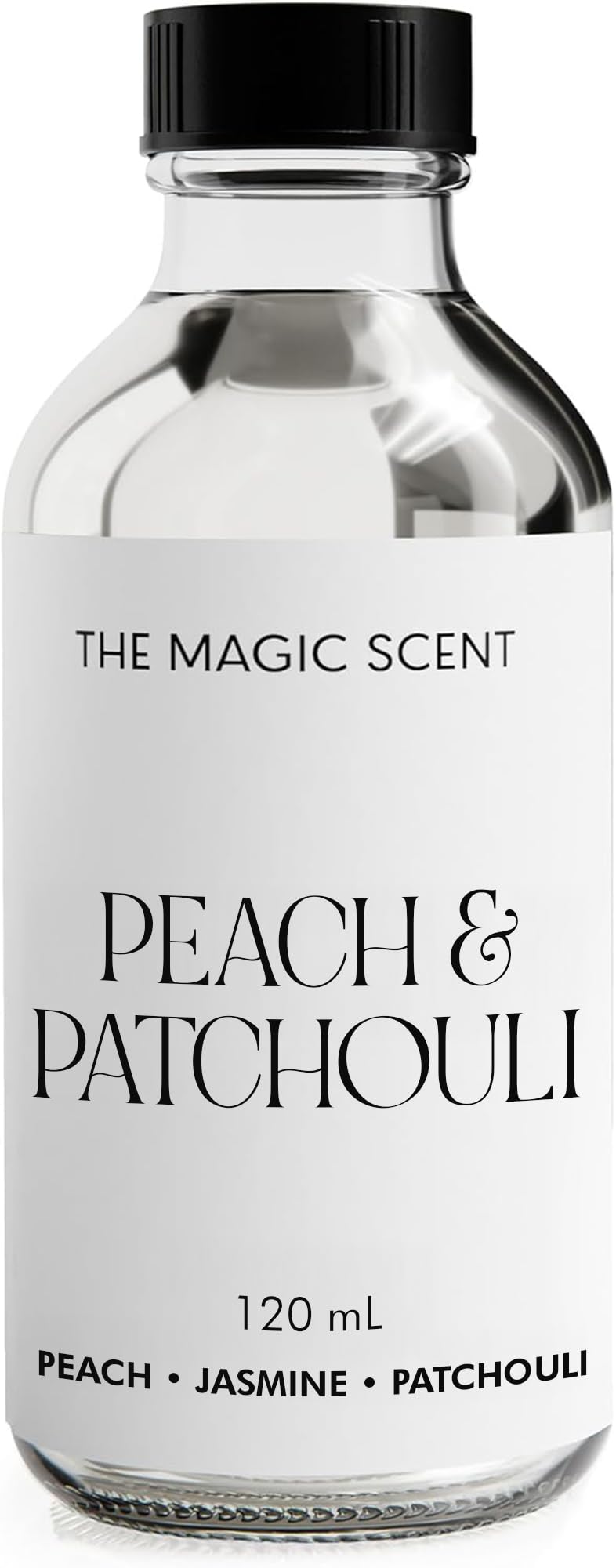 The Magic Scent Peach & Patchouli diffuser oil bottle with 4 oz capacity