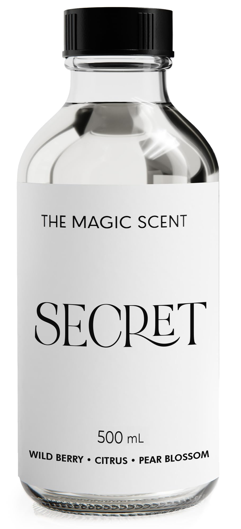 Front view of The Magic Scent Secret Diffuser Oil bottle 16.5 fl oz
