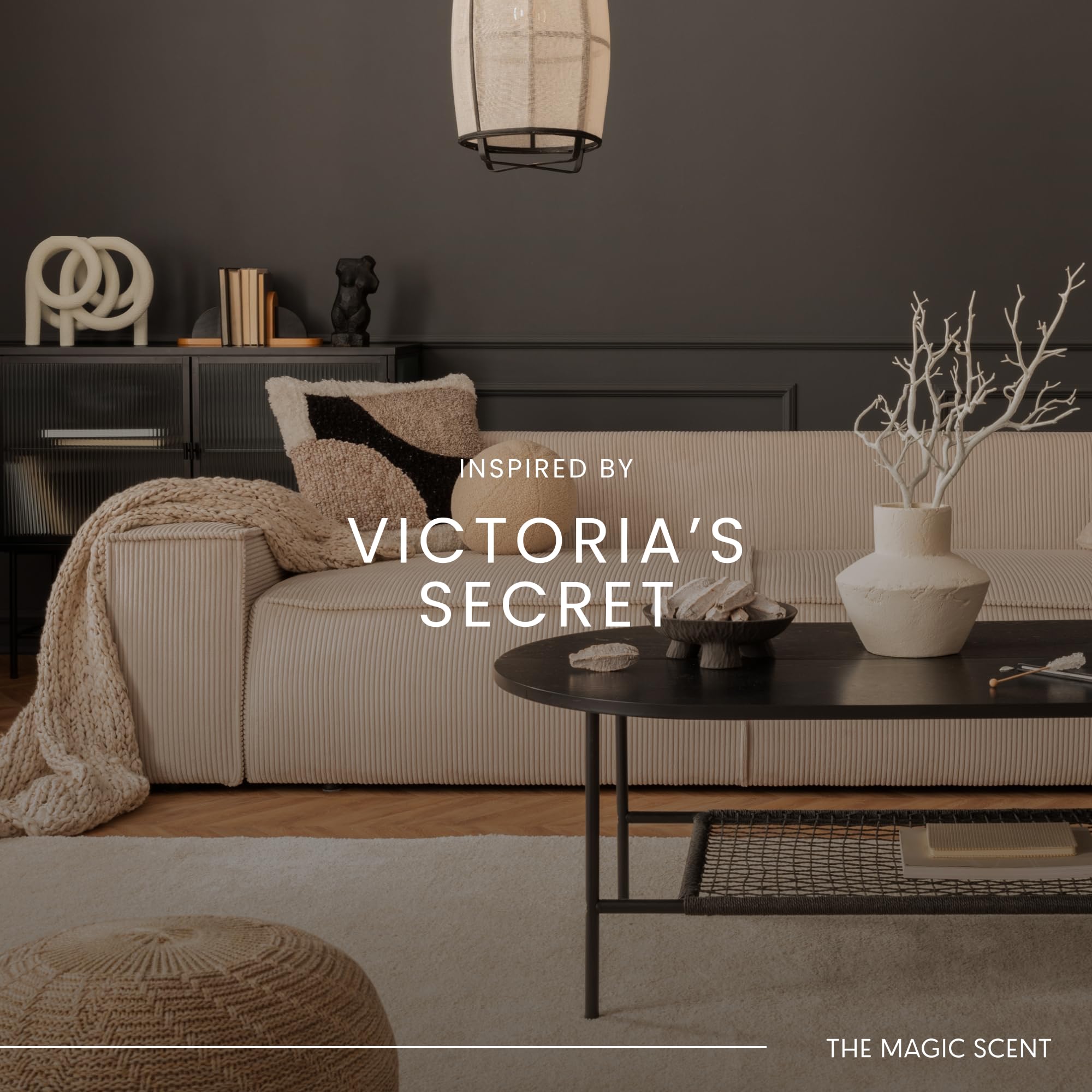 Living room scene with a diffuser emitting luxury fragrance