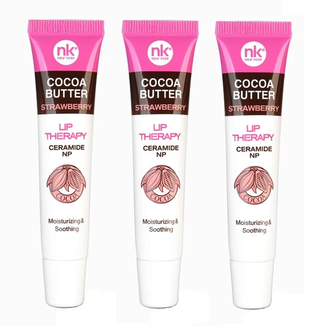The Make-Up Artist Project Cocoa Butter Strawberry Lip Therapy 3-pack shown for on-the-go hydration.