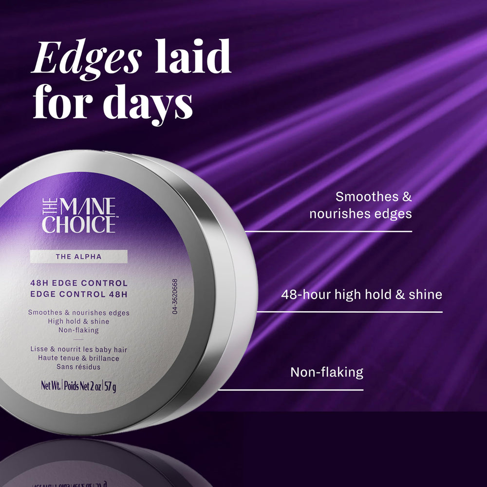 The Mane Choice The Alpha 48H Edge Control adds brilliant shine to hair.