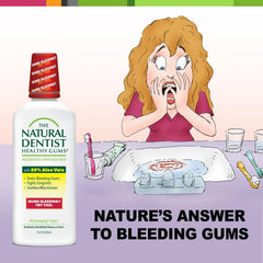 Close-up of The Natural Dentist Peppermint Twist mouthwash label