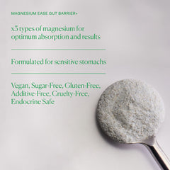 The Nue Co Magnesium Gut Barrier+ displayed on a nightstand