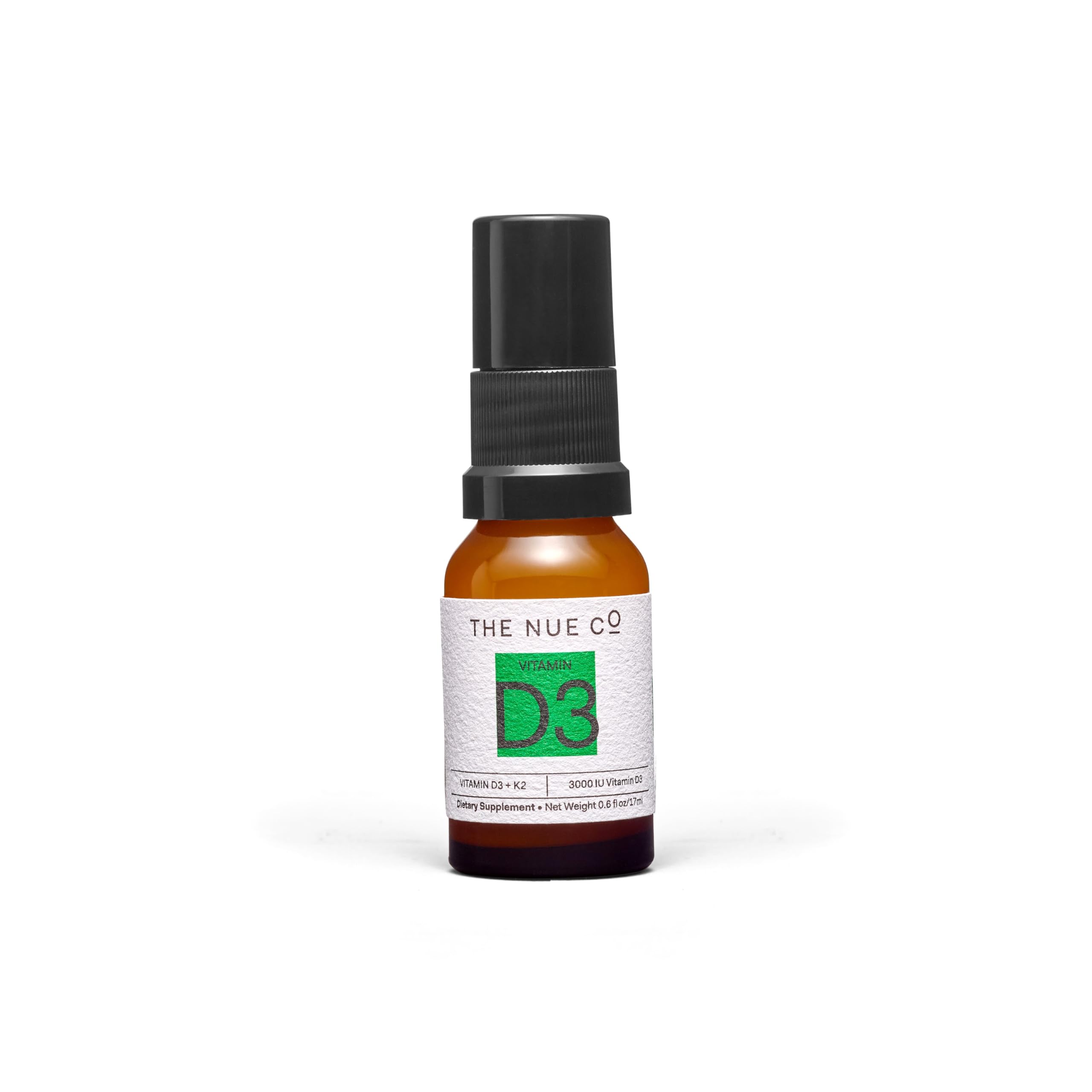 The Nue Co Vitamin D Spray hero image with bottle and packaging on white background