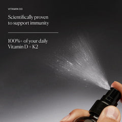 Nue Co Vitamin D Spray label highlighting vegan and gluten-free ingredients