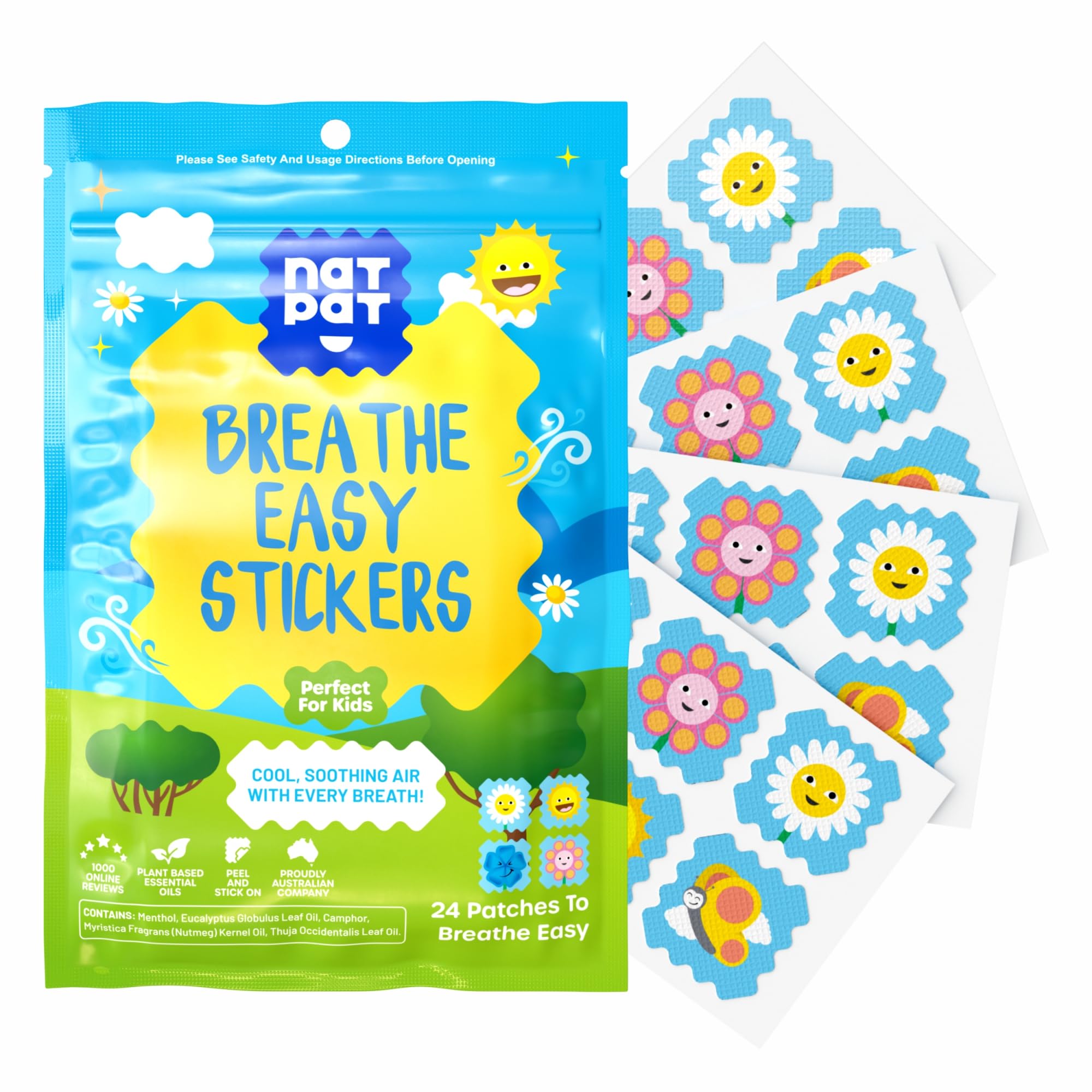 The Natural Patch Co NATPAT Breathe Easy packaging shown for chemical-free congestion relief on the go.