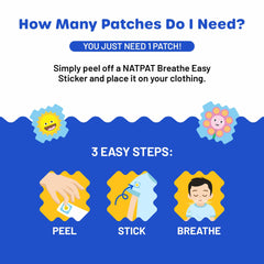 Colorful NATPAT stickers showing kids enjoying comfortable breathing.