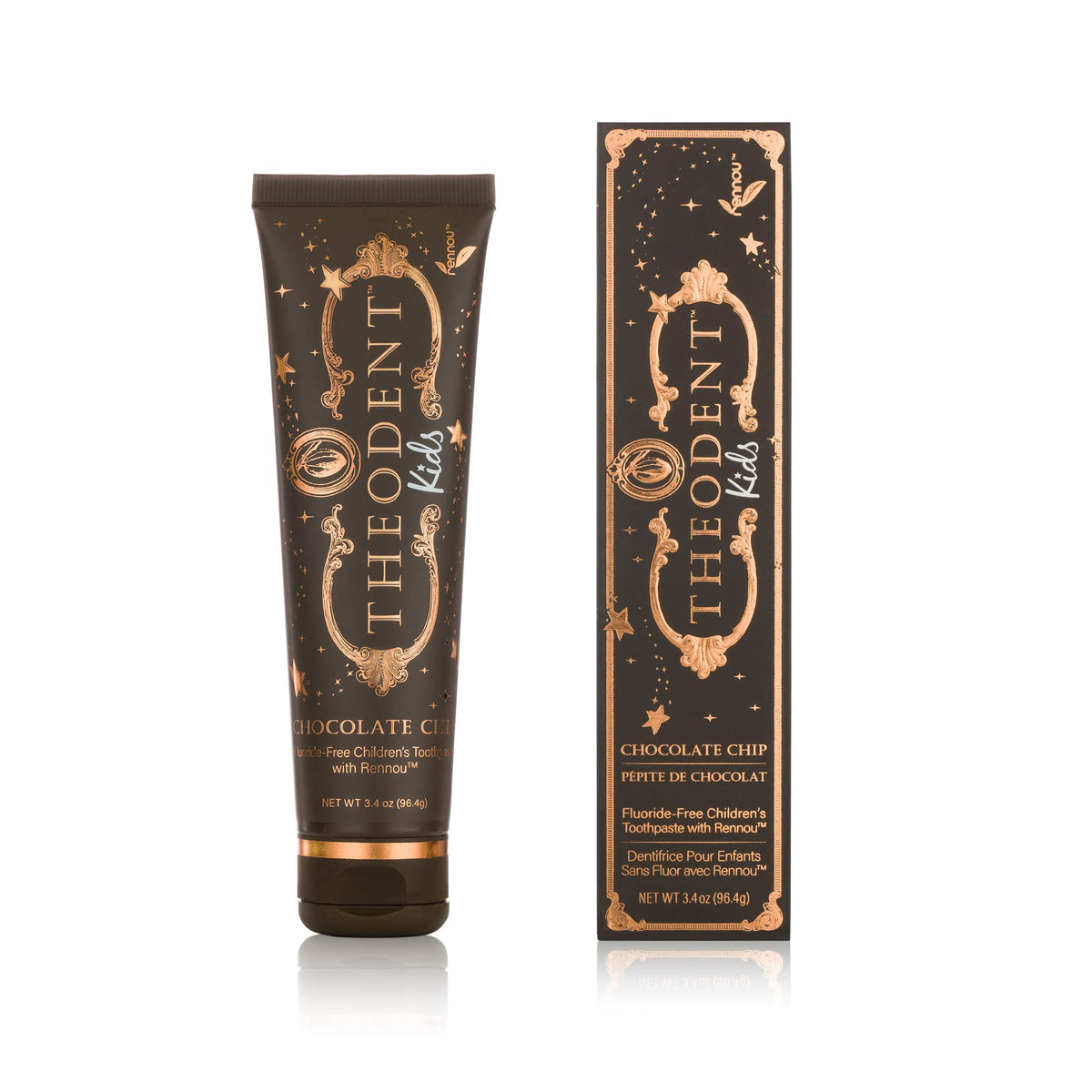 Theodent Kids fluoride-free chocolate chip toothpaste packaging