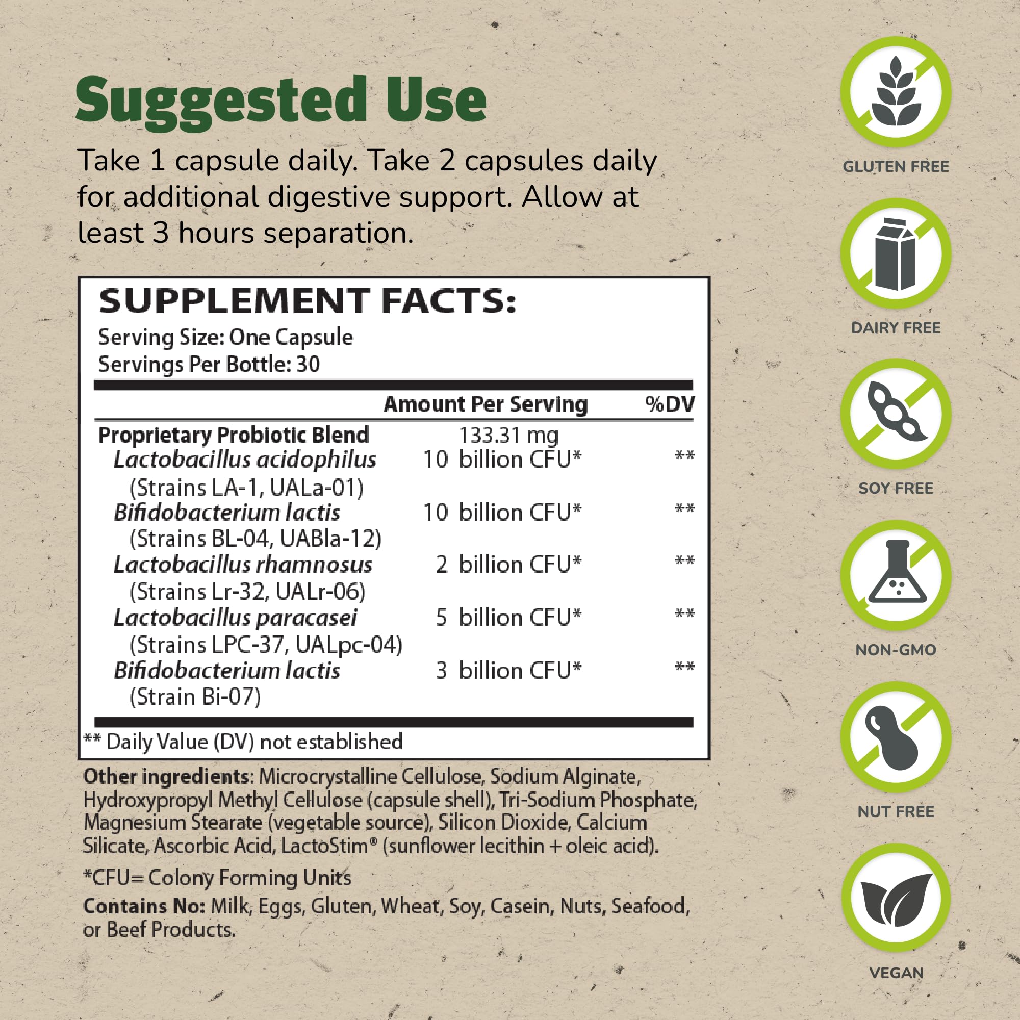 Close up of Theralac multi-strain probiotic ingredients