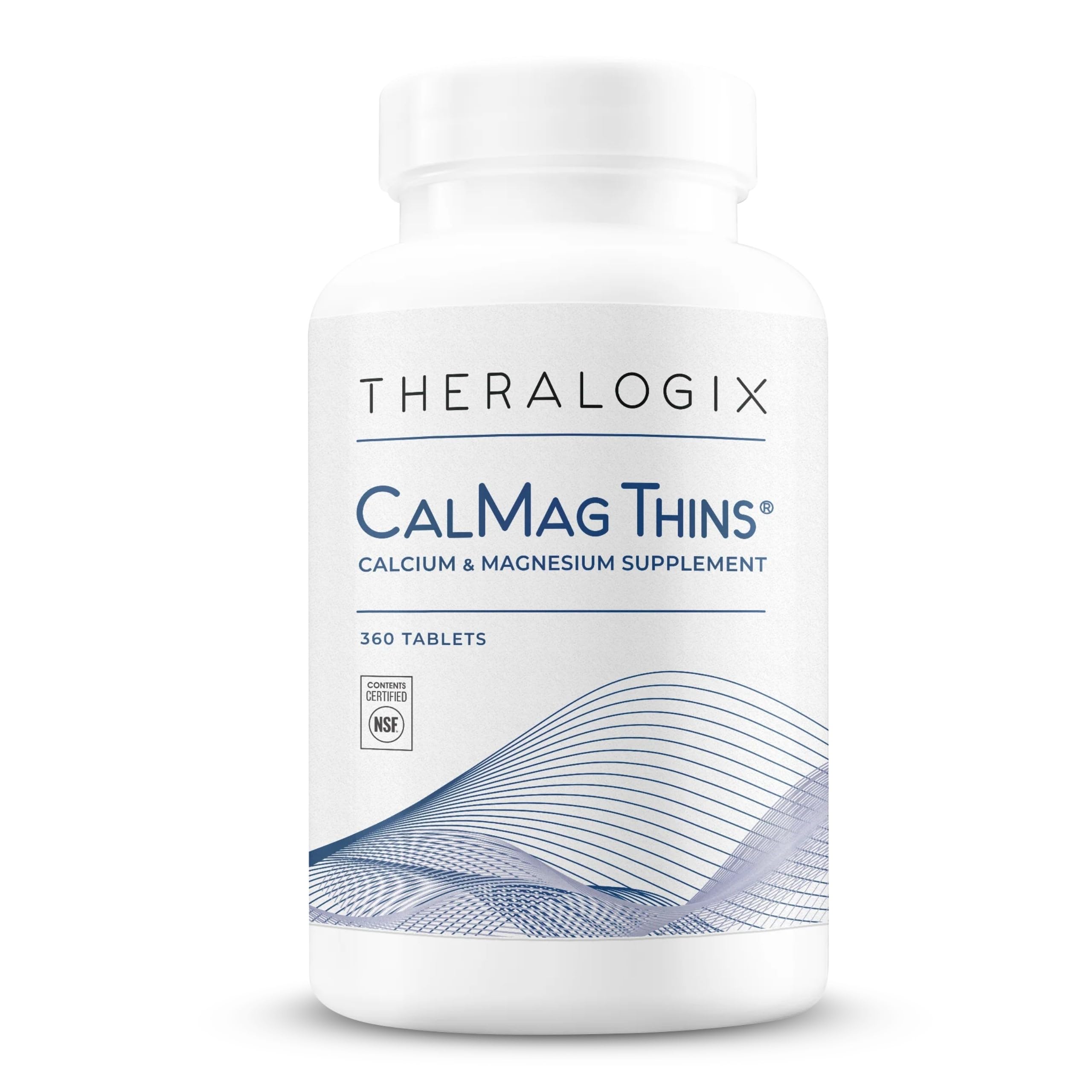 Theralogix CalMag Thins bottle label showing 360 tablets