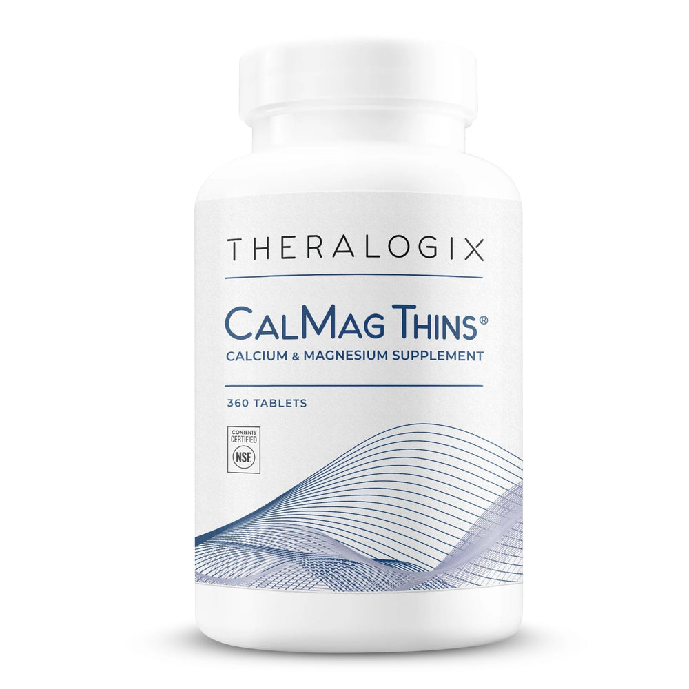 Theralogix CalMag Thins bottle label showing 360 tablets