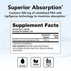 Close-up of Canabrex PEA capsules highlighting LipiSperse solubilized technology