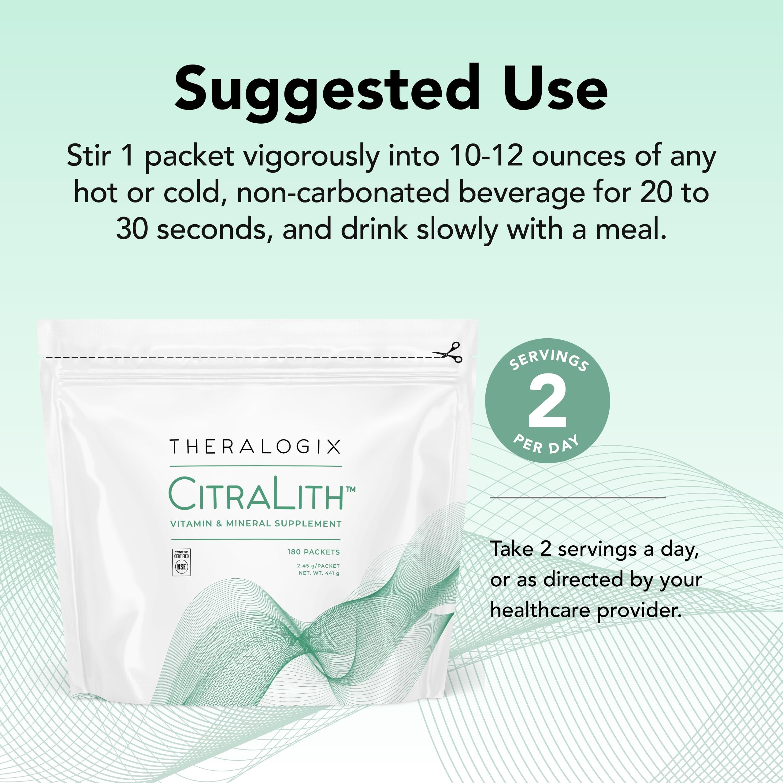 NSF Certified label on Theralogix CitraLith packaging