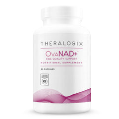 Theralogix OvaNAD+ bottle front highlighting NAD+ support for daily vitality.