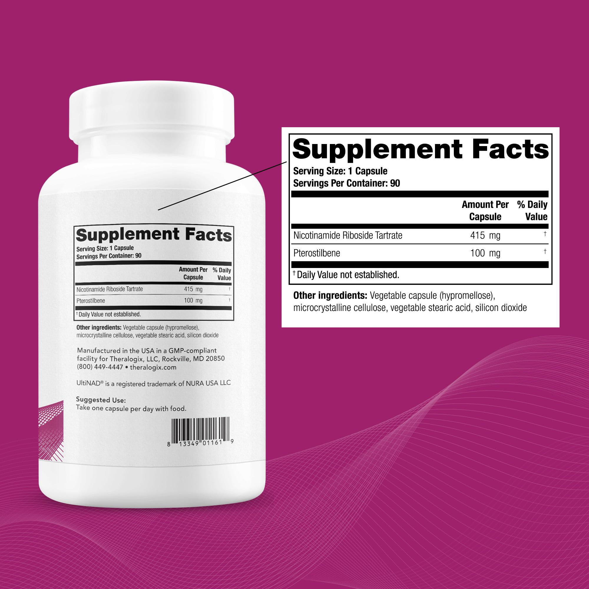 OvaNAD+ capsule bottle with supplement facts