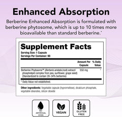 Close-up of berberine ingredient and enhanced absorption label