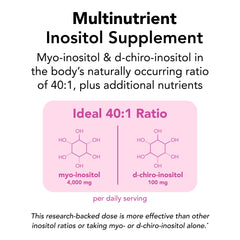 Close-up of ingredients showing 4000 mg myo-inositol and 100 mg d-chiro inositol