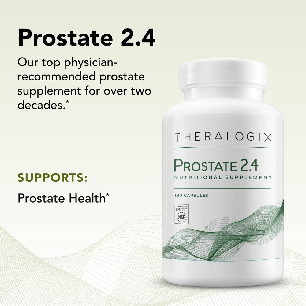 Theralogix Prostate 2.4 packaging box featuring USA manufacture and purity claims.