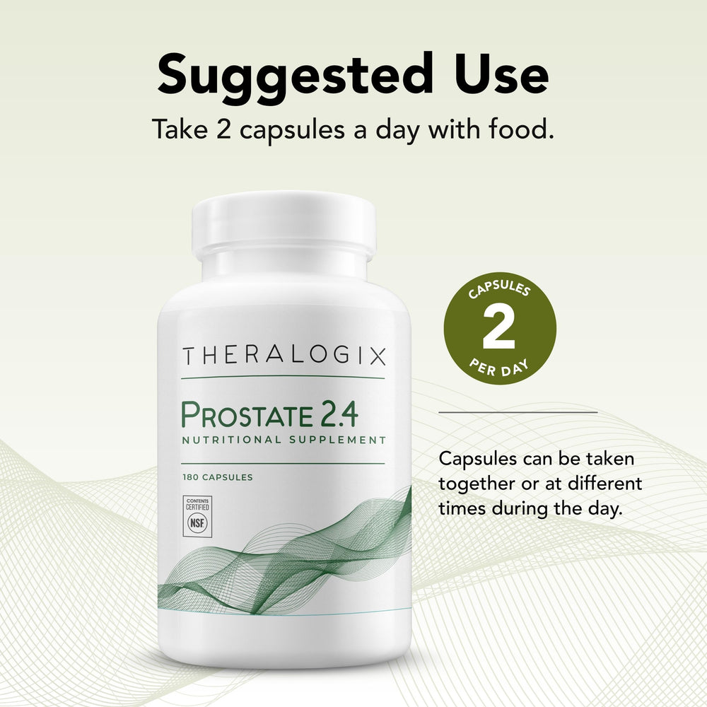 NSF Certified badge on Theralogix Prostate 2.4 bottle