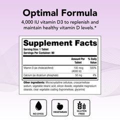 Close-up of Thera-D 4000 Vitamin D3 tablets showing 4,000 IU per tablet
