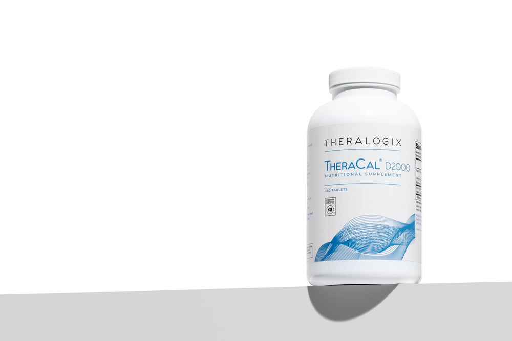 Theralogix TheraCal D2000 bottle on kitchen counter for daily use