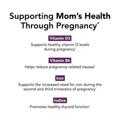 Label on TheraNatal highlights 250 mg choline and folate with 300 mg DHA for expectant moms