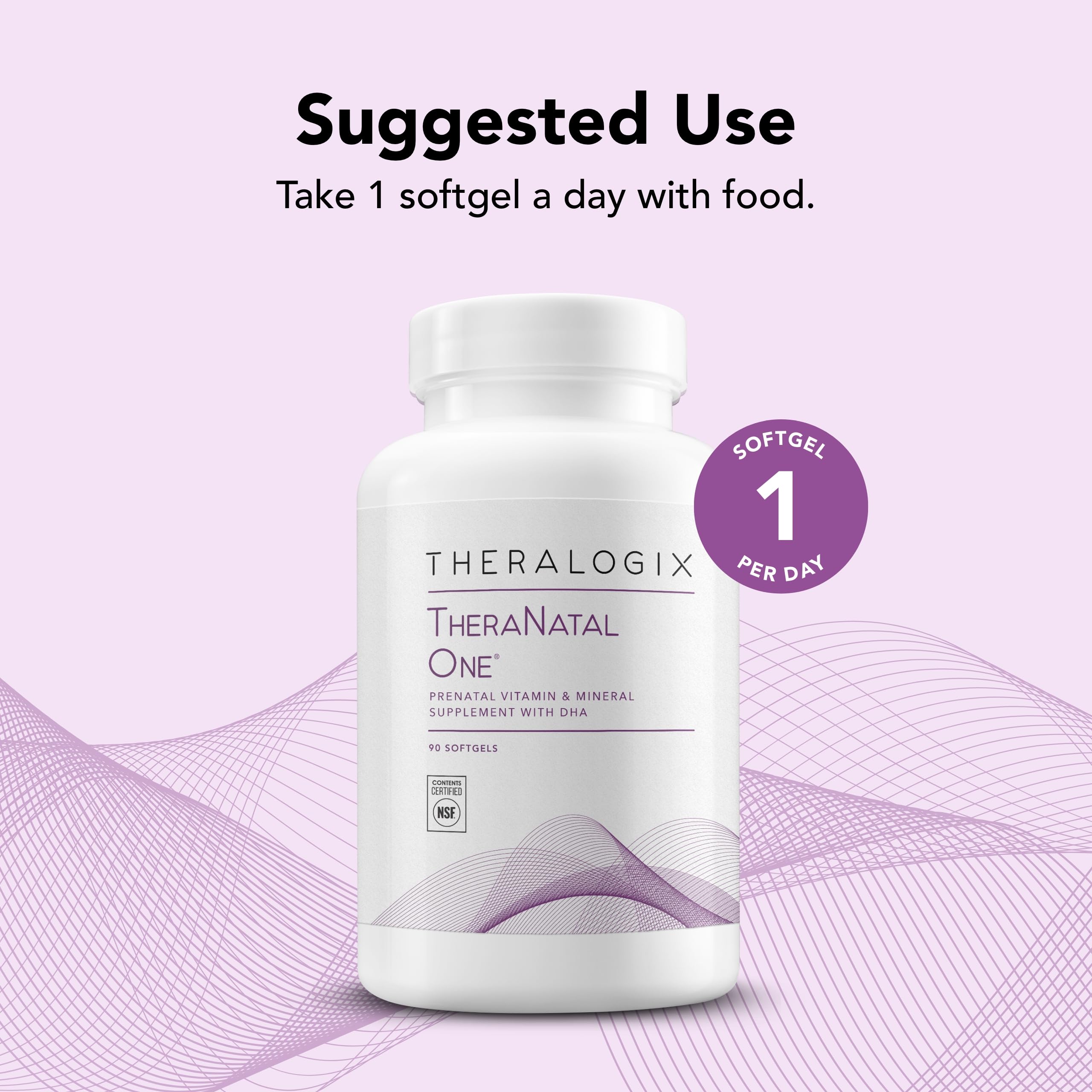 NSF Certified label on TheraNatal One prenatal vitamin packaging