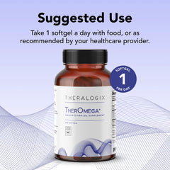NSF certification seal on TherOmega packaging indicating tested potency and purity