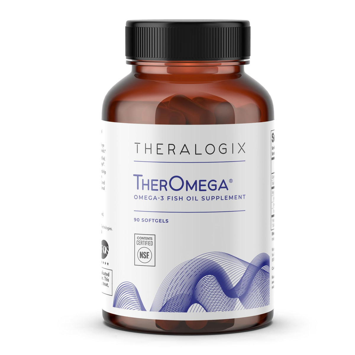 TherOmega Omega-3 Fish Oil bottle front showing 90 softgels