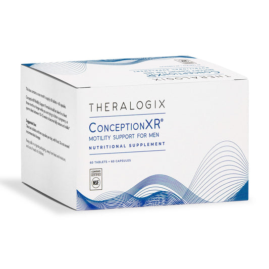 Bottle front label of Theralogix ConceptionXR Motility Support Formula