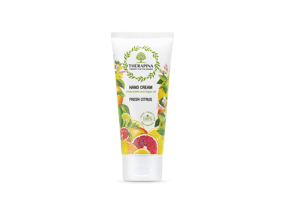 THERAPINA Aromatherapy Hand Cream tube delivering deep hydration for dry hands.