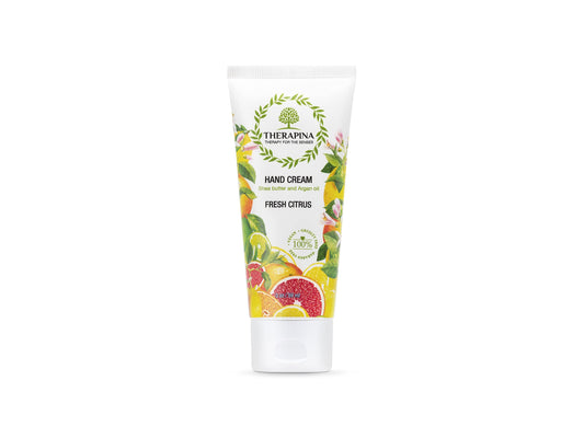 THERAPINA Aromatherapy Hand Cream tube delivering deep hydration for dry hands.