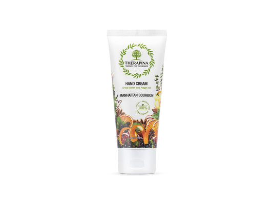 THERAPINA aromatherapy hand cream tube showing rich formula for daily hydration