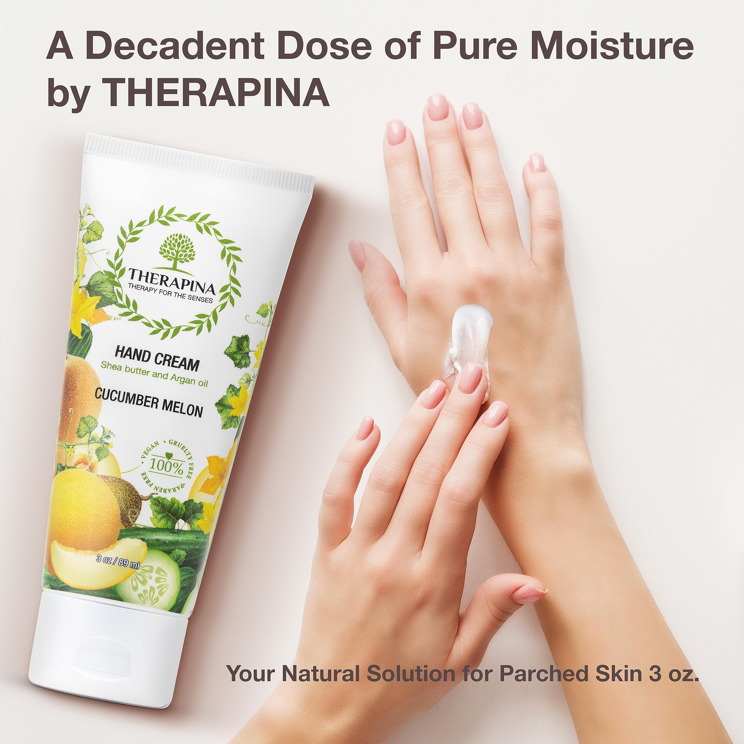 THERAPINA hand cream thick velvety texture enhances application.