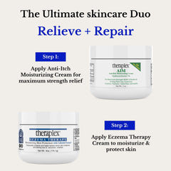 Theraplex AIM label closeup shows hydrocortisone ingredient and barrier support