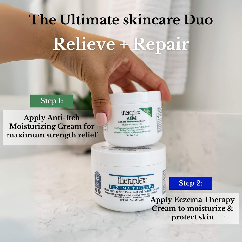 Theraplex Eczema Therapy application on arm demonstrating smooth, non-greasy finish.