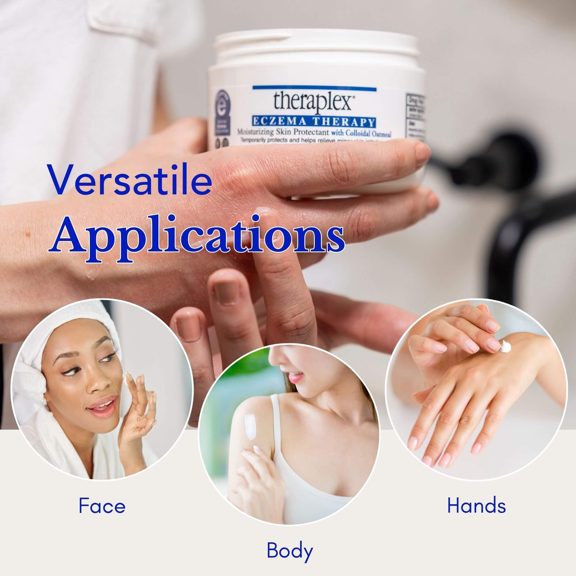 Theraplex Eczema Therapy hypoallergenic packaging for sensitive skin users.