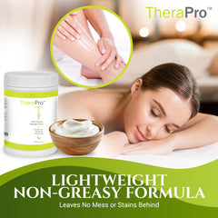 Unscented, gluten-free, water-dispersible massage cream label