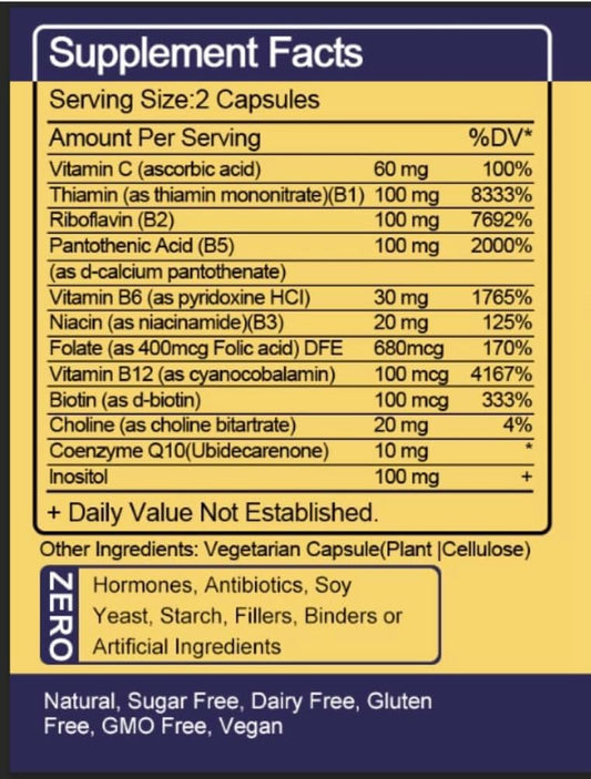 Close-up of TheraSuva Vitamin B-Complex softgels