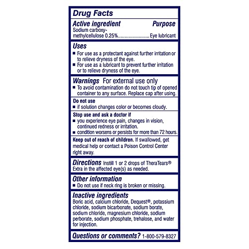 TheraTears Extra Dry Eye Drops bottle-side view showcases portable, daily-use packaging.