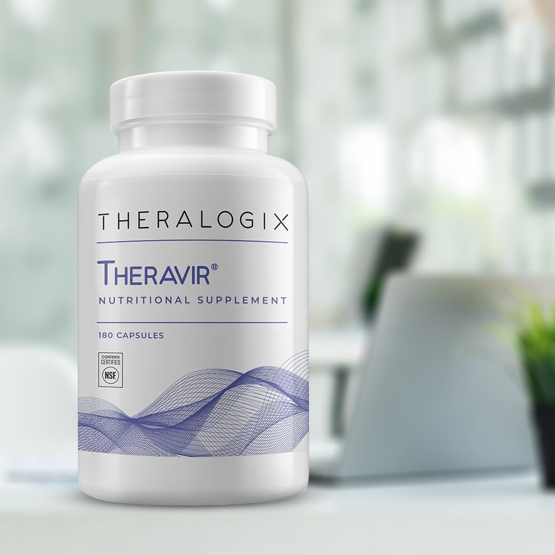 Close-up of Theravir Immune Support capsules