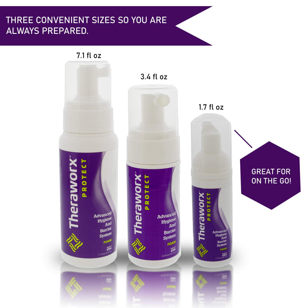 THERAWORX PROTECT bottle beside bathroom essentials for convenient daily hygiene