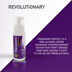 THERAWORX PROTECT foam texture closeup highlights gentle, skin-friendly formula