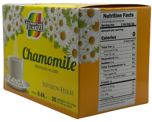 Therbal Chamomile Tea sachets back view