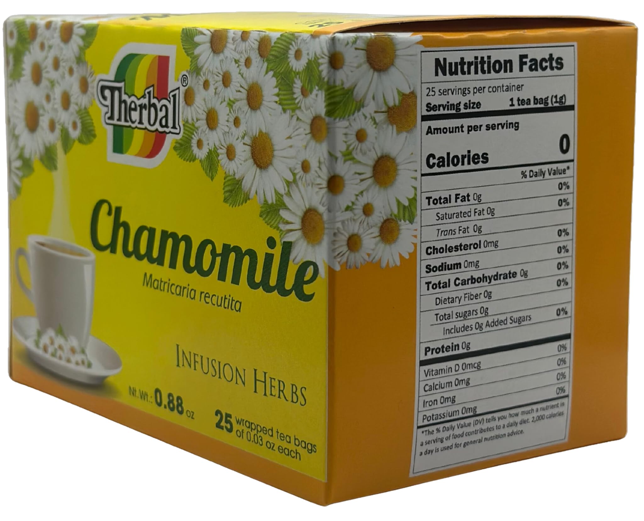 Therbal Chamomile Tea box open