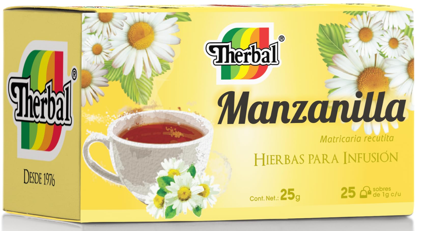 Therbal Chamomile Tea label close-up